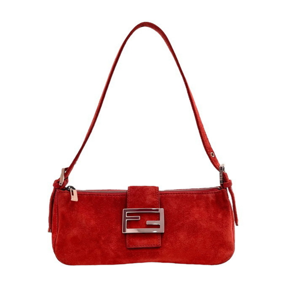 Fendi Mamma Bucket Handbag Suede Red